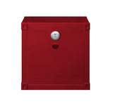 Benzara Metal Nightstand with 2 Open Compartment and USB Port, Red BM204630 Red Metal BM204630