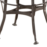 Benzara Metal Frame Bar Stool with Corkscrew Swivel Mechanism, Gray and Brown BM204635 Gray and Brown Wood and Metal BM204635