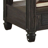 Benzara Wooden End Table with Drawer and Open Shelf, Distressed Black BM204647 Black Solid Wood and Wood Veneer BM204647