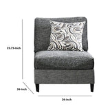 Benzara Chenille Fabric Upholstered Armless Chair with Pillow, Dark Gray BM204648 Gray Chenille Fabric and Wood BM204648