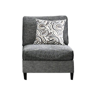 Benzara Chenille Fabric Upholstered Armless Chair with Pillow, Dark Gray BM204648 Gray Chenille Fabric and Wood BM204648