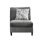 Chenille Fabric Upholstered Armless Chair with Pillow, Dark Gray