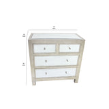 Benzara Wooden Cabinet with Mirror Accented Top with Four Drawers, Silver BM204710 Silver Wood and Mirror BM204710