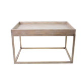 Benzara Wooden Accent Table with Raised Edged Top and Open Base, Brown BM204714 Brown Wood BM204714