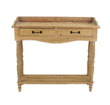 Benzara Rustic Style Wooden Dressing Table with 2 Drawers and Shelf, Brown BM204715 Brown Wood BM204715