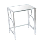 Benzara Three Piece Metal Nesting Tables with Circular Stacked Design, Silver BM204718 Silver Metal and Mirror BM204718