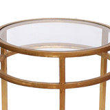 Benzara Metal Coffee Table with Mirror Accented Circular Top, Gold and Clear BM204729 Gold and Clear Metal and Mirror BM204729