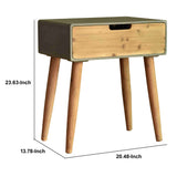 Benzara Wooden Side Table with Tapered Legs and Single Drawer, Gray and Brown BM204733 Gray and Brown Wood BM204733