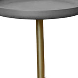 Benzara Round Wooden Side Table with Tripod Base, Large, Gold and Gray BM204738 Gray and Gold Wood and Metal BM204738