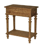 Wooden End Table with 1 Bottom Shelf and 1 Drawer, Weathered Brown