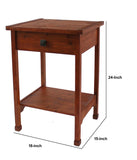 Benzara Rustic Wooden End Table with 1 Drawer and 1 Bottom shelf, Brown BM204746 Brown Wood BM204746