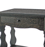 Benzara Wooden End Table with 1 Drawer and 1 Bottom Shelf, Black and Gold BM204748 Black and Gold Wood BM204748