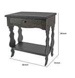 Benzara Wooden End Table with 1 Drawer and 1 Bottom Shelf, Black and Gold BM204748 Black and Gold Wood BM204748