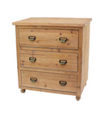 Benzara Wooden Storage Cabinet with 3 Drawers and Turned Legs, Brown BM204752 Brown Wood BM204752
