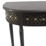 Benzara Wooden Console Table with 1 Bottom Shelf and Arched Details, Black BM204761 Black Wood BM204761