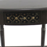 Benzara Wooden Console Table with 1 Bottom Shelf and Arched Details, Black BM204761 Black Wood BM204761