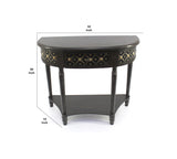 Benzara Wooden Console Table with 1 Bottom Shelf and Arched Details, Black BM204761 Black Wood BM204761