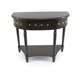 Wooden Console Table with 1 Bottom Shelf and Arched Details, Black