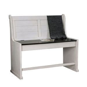 Benzara Wooden Counter Height Bench with Lift Top Seat, White and Black BM204861 Black and White Wood BM204861