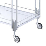 Benzara Metal and Mirror Rectangular Serving Cart with Open Shelf, Silver BM204865 Silver Wood and Glass BM204865