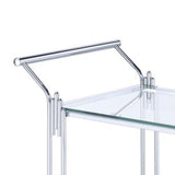 Benzara Metal and Mirror Rectangular Serving Cart with Open Shelf, Silver BM204865 Silver Wood and Glass BM204865