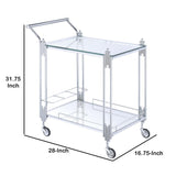 Benzara Metal and Mirror Rectangular Serving Cart with Open Shelf, Silver BM204865 Silver Wood and Glass BM204865