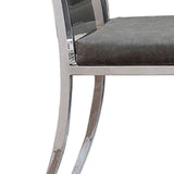 Benzara Metal Dining Side Chair with Acrylic Backing, Set of 2,Gray and Silver BM204885 Silver and Gray Metal, Faux  faux Leather and Glass BM204885