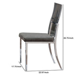 Benzara Metal Dining Side Chair with Acrylic Backing, Set of 2,Gray and Silver BM204885 Silver and Gray Metal, Faux  faux Leather and Glass BM204885