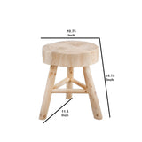 Benzara Farmhouse Style Wooden Stool with Angled Legs Supoort, Beige BM205072 Beige Wood BM205072