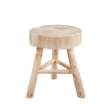 Farmhouse Style Wooden Stool with Angled Legs Supoort, Beige