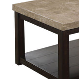 Benzara Transitional Coffee Table with Genuine Marble Top, Brown BM205319 Brown Wood, Veneer and Marble BM205319