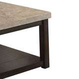 Benzara Transitional Coffee Table with Genuine Marble Top, Brown BM205319 Brown Wood, Veneer and Marble BM205319