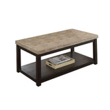 Benzara Transitional Coffee Table with Genuine Marble Top, Brown BM205319 Brown Wood, Veneer and Marble BM205319