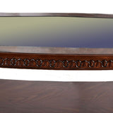 Benzara Traditional Coffee Table with Cabriole Legs and Wooden Carving, Brown BM205329 Brown Wood and Glass BM205329