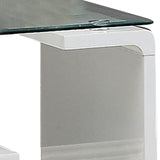 Benzara Contemporary End Table with Multi Level Curled Open Shelf, White BM205341 White Wood, Glass and Metal BM205341