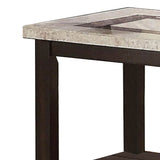 Benzara Transitional End Table with Rectangular Marble Top, Brown BM205349 Brown Wood, Veneer and Marble BM205349