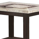 Benzara Transitional End Table with Rectangular Marble Top, Brown BM205349 Brown Wood, Veneer and Marble BM205349