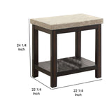 Benzara Transitional End Table with Genuine Marble Top, Brown BM205350 Brown Wood, Veneer and Marble BM205350