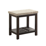 Benzara Transitional End Table with Genuine Marble Top, Brown BM205350 Brown Wood, Veneer and Marble BM205350