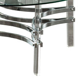 Benzara Coffee Table with Acrylic Legs and Metal Supports, Silver and Clear BM205359 Silver and Clear Glass, Metal and Acrylic BM205359