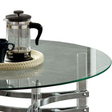 Benzara Coffee Table with Acrylic Legs and Metal Supports, Silver and Clear BM205359 Silver and Clear Glass, Metal and Acrylic BM205359