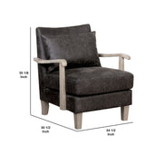 Benzara Leatherette Accent chair with Box Cushion Seat,Beige and Gray BM205364 Beige and Gray Wood and Leatherette BM205364