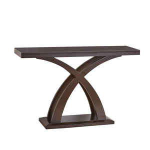 Benzara Sofa Table with X-Cross Base Support and Open Bottom Shelf, Brown BM205365 Brown Melamine BM205365