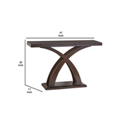 Benzara Sofa Table with X-Cross Base Support and Open Bottom Shelf, Brown BM205365 Brown Melamine BM205365