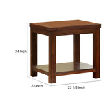 Benzara Square Shaped End Table with Open Bottom Shelf, Brown BM205366 Brown Wood and Veneer BM205366