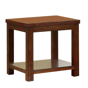 Benzara Square Shaped End Table with Open Bottom Shelf, Brown BM205366 Brown Wood and Veneer BM205366