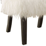 Benzara Faux Fur Upholstered Contemporary Wooden Accent Chair, White and Black BM205376 White and Black Solid Wood and Faux Fur BM205376