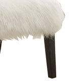 Benzara Faux Fur Upholstered Contemporary Wooden Accent Chair, White and Black BM205376 White and Black Solid Wood and Faux Fur BM205376