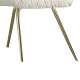 Benzara Faux Fur Upholstered Contemporary Metal Accent Chair, White and Gold BM205377 White and Gold` Metal and Faux Fur BM205377