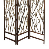 Benzara 3 Panel Contemporary Foldable Wood Screen with Tree Branches, Brown BM205387 Brown Wood BM205387